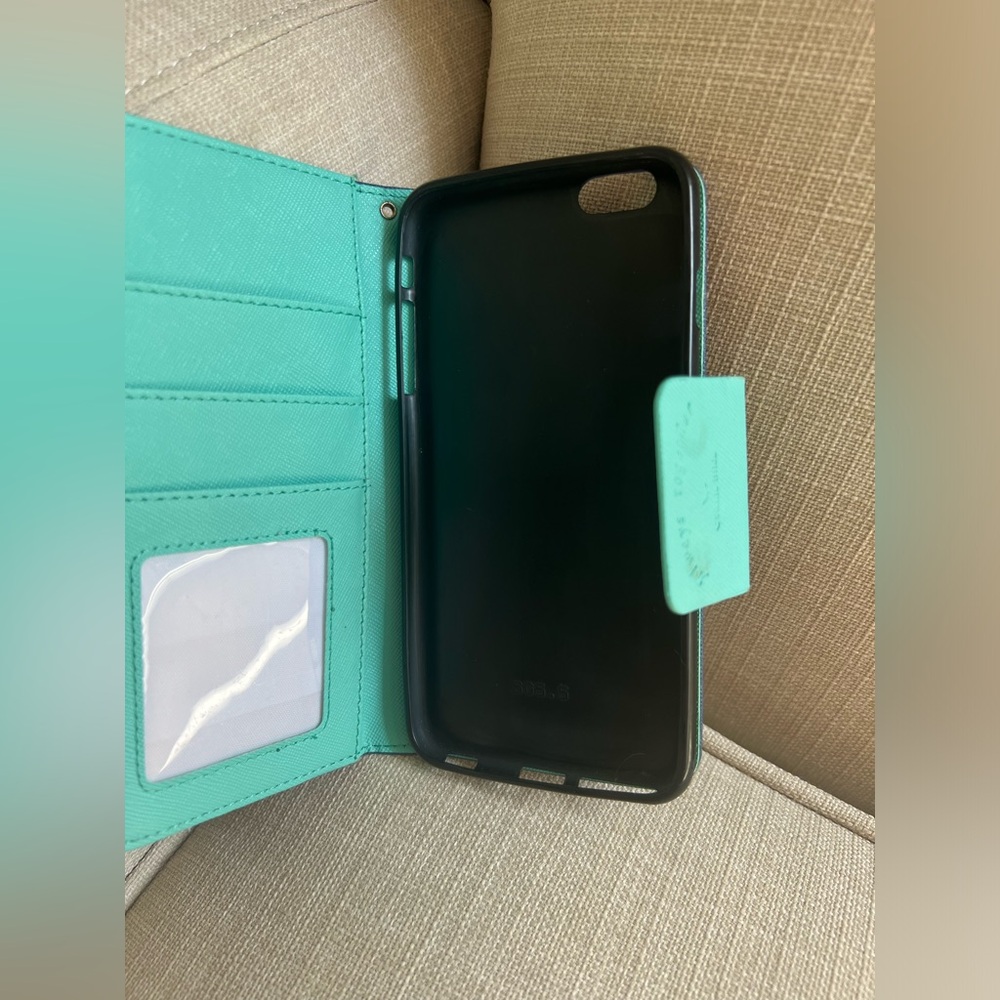 Hilda Phone Case/Wallet in Navy Blue & Aqua. - Picture 3 of 4